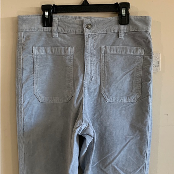NWT Free People High Time Velvet Kick Flare Pearl Blue Gray Pants Size 10 - Picture 6 of 14